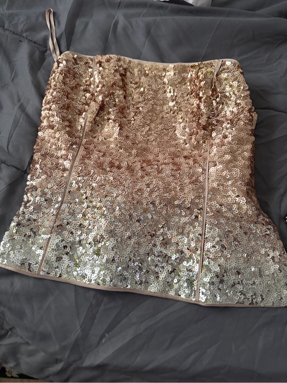 White House Black Market Gold Sequin Mini Skirt